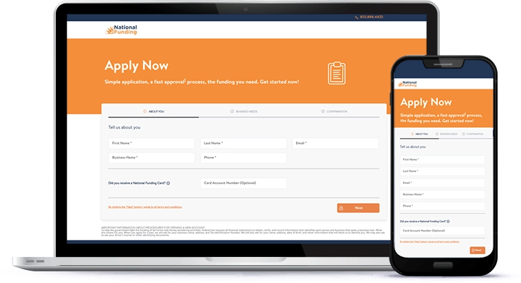 Devices showing National Funding application forms